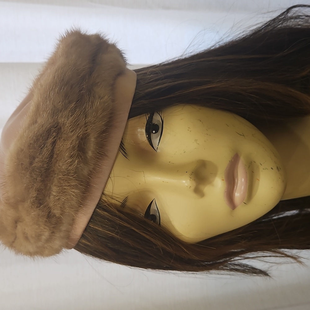 VINTAGE MINK FUR TAUPE AND MUTED BLUSH MINK PILL‎ BOX HAT